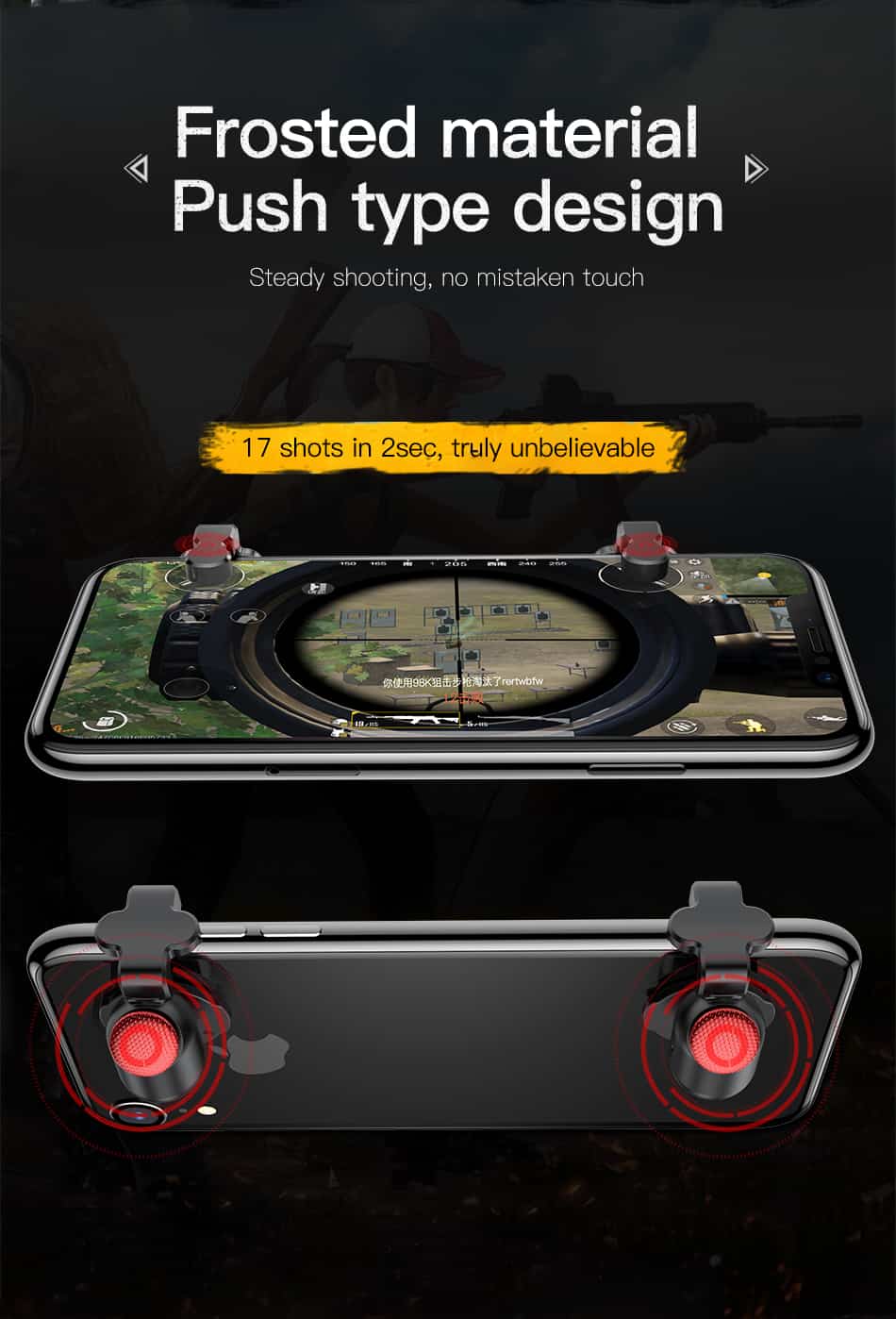 Bộ nút cơ điều khiển hỗ trợ bắn PUBG Baseus Red-Dot Mobile Game Scoring Tool cho điện thoại Android/ iPhone