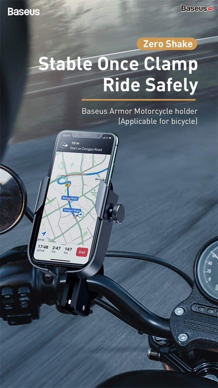 Đế giữ điện thoại siêu bền dùng cho xe máy Baseus Armor Motorcycle Holder (Applicable for Bicycle)