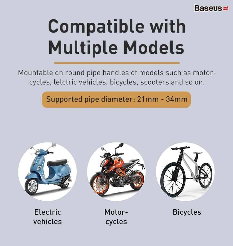 Đế giữ điện thoại siêu bền dùng cho xe máy Baseus Armor Motorcycle Holder (Applicable for Bicycle)