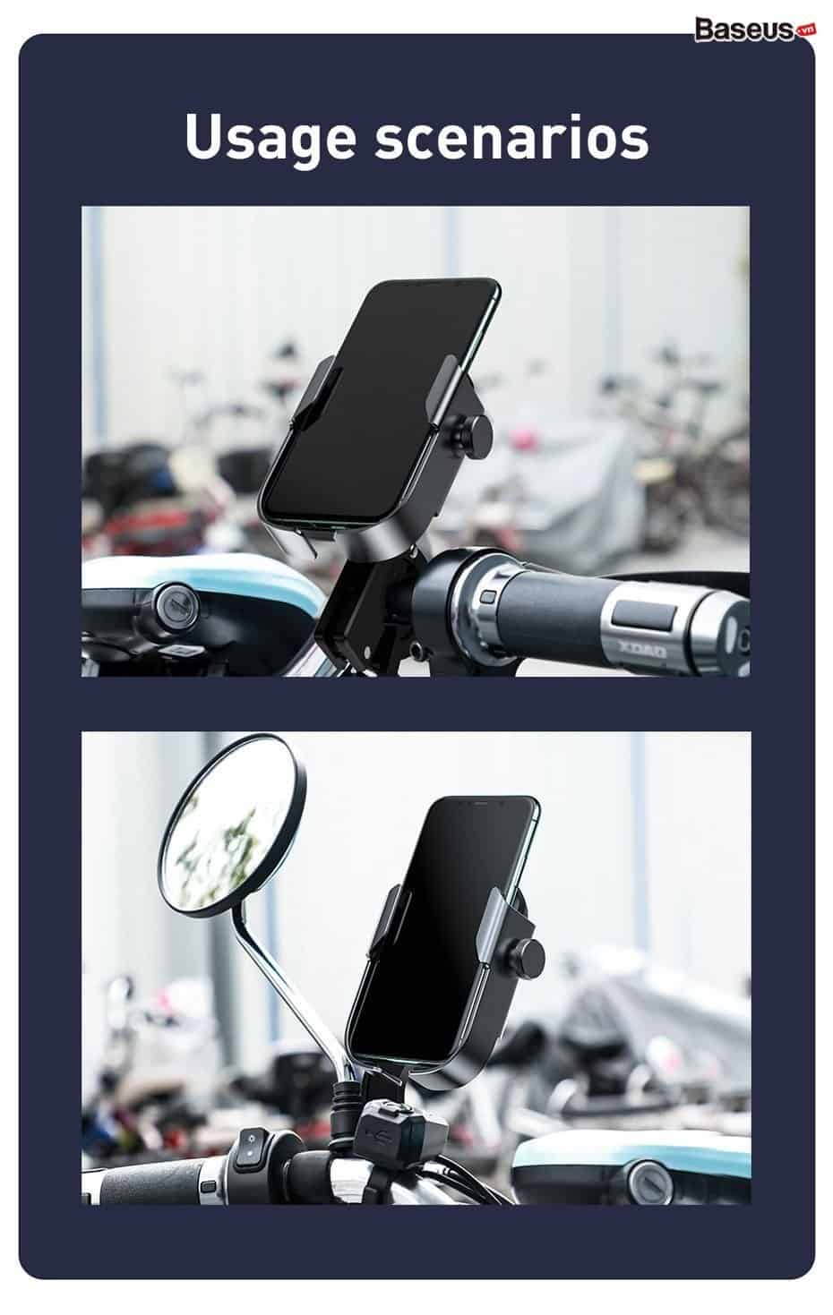 Đế giữ điện thoại siêu bền dùng cho xe máy Baseus Armor Motorcycle Holder (Applicable for Bicycle)