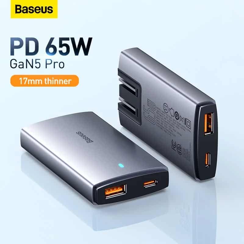 Baseus 65W GaN5 Pro Ultra-Slim Fast Charger C+U - Gear Buzz BD