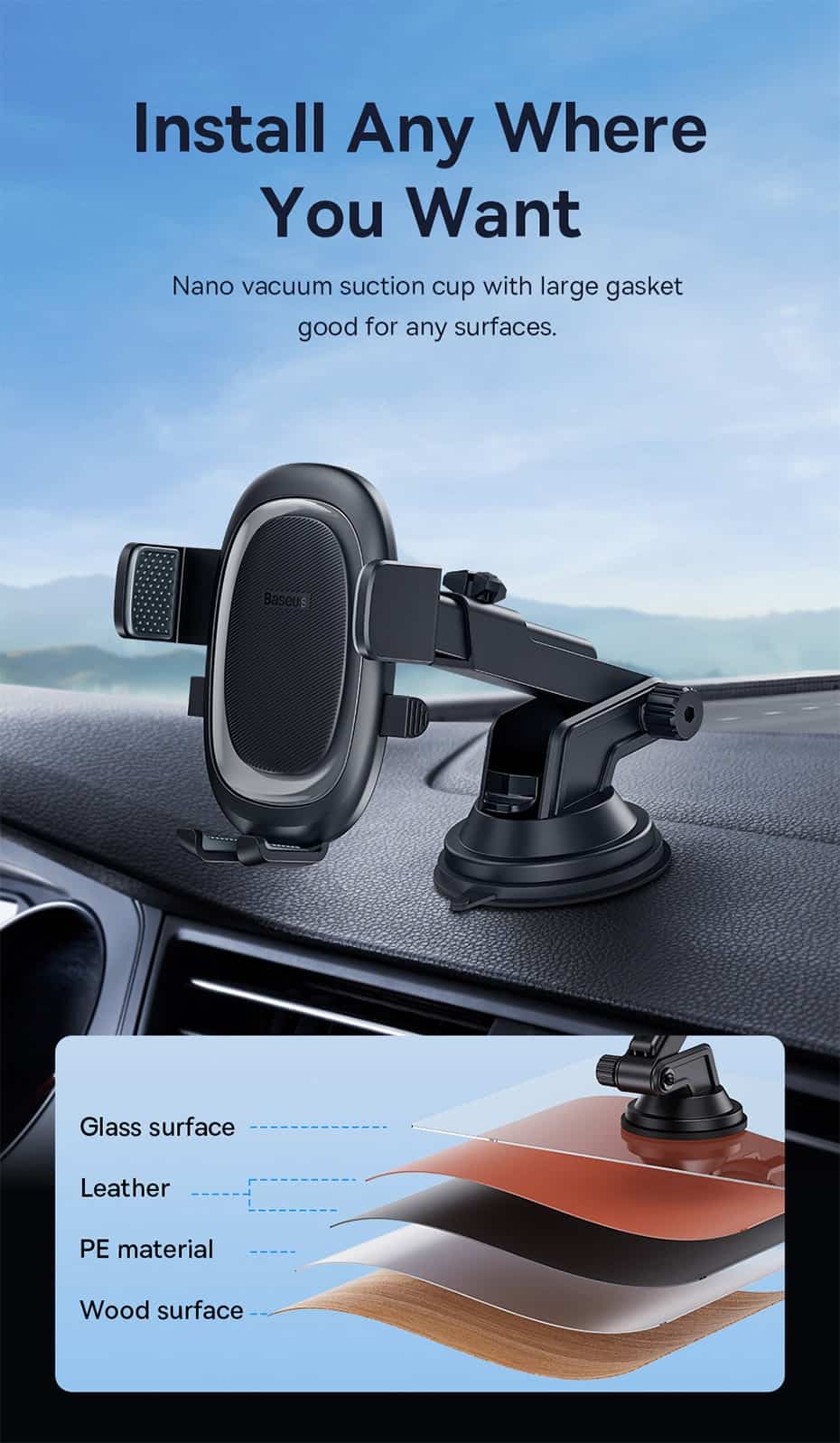 Giá đỡ ô tô Baseus UltraControl Pro Series Clamp-Type Car Holder Set (dùng cho khe gió và Taplo)
